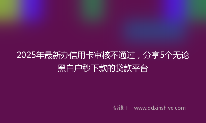2025年最新办信用卡审核不通过，分享5个无论黑白户秒下款的贷款平台