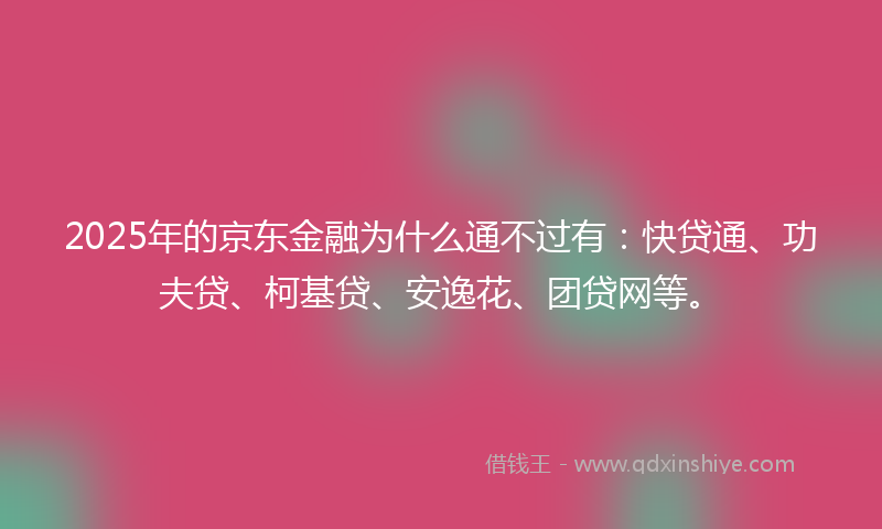 2025年的京东金融为什么通不过有：快贷通、功夫贷、柯基贷、安逸花、团贷网等。