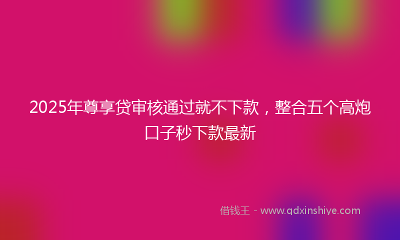 2025年尊享贷审核通过就不下款，整合五个高炮口子秒下款最新