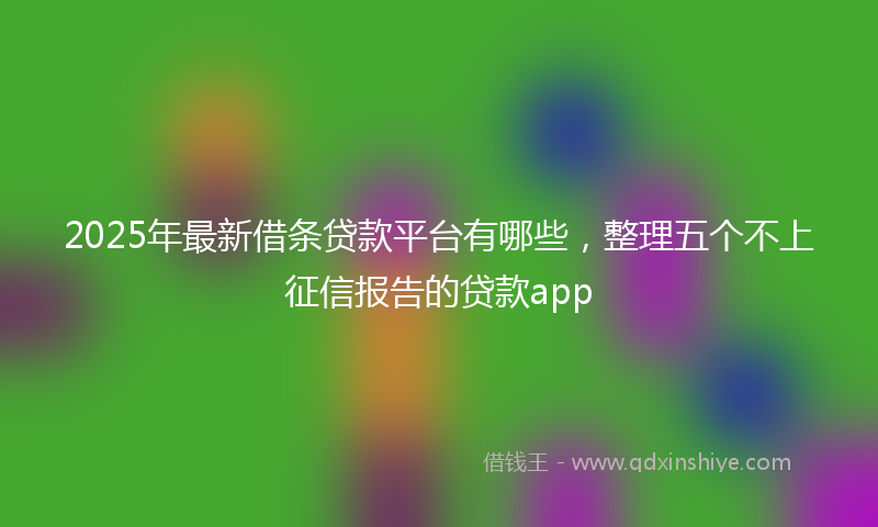 2025年最新借条贷款平台有哪些，整理五个不上征信报告的贷款app