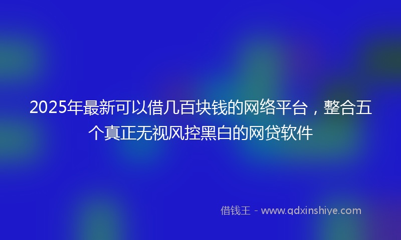 2025年最新可以借几百块钱的网络平台，整合五个真正无视风控黑白的网贷软件