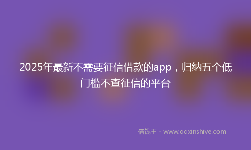 2025年最新不需要征信借款的app，归纳五个低门槛不查征信的平台