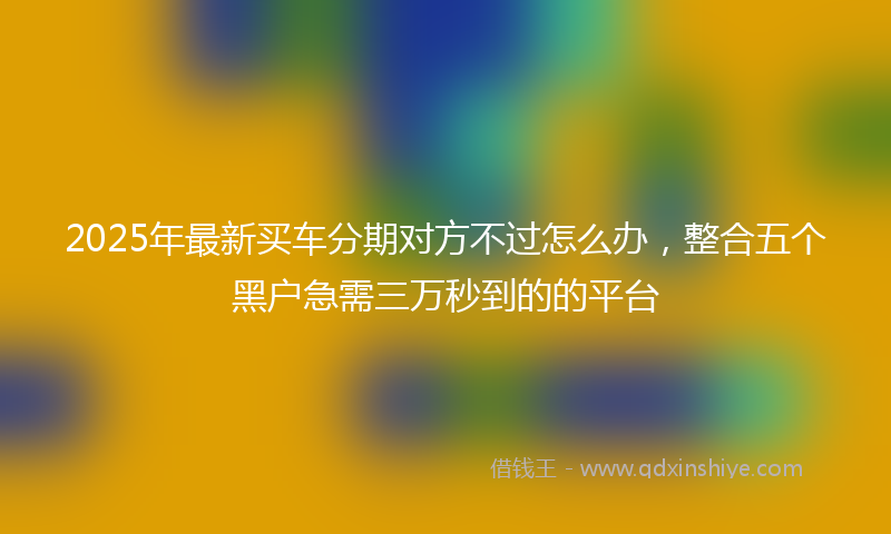 2025年最新买车分期对方不过怎么办，整合五个黑户急需三万秒到的的平台