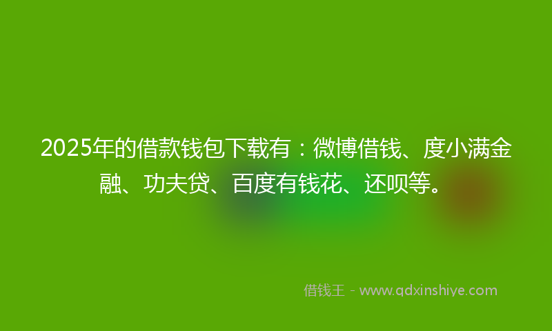 2025年的借款钱包下载有：微博借钱、度小满金融、功夫贷、百度有钱花、还呗等。