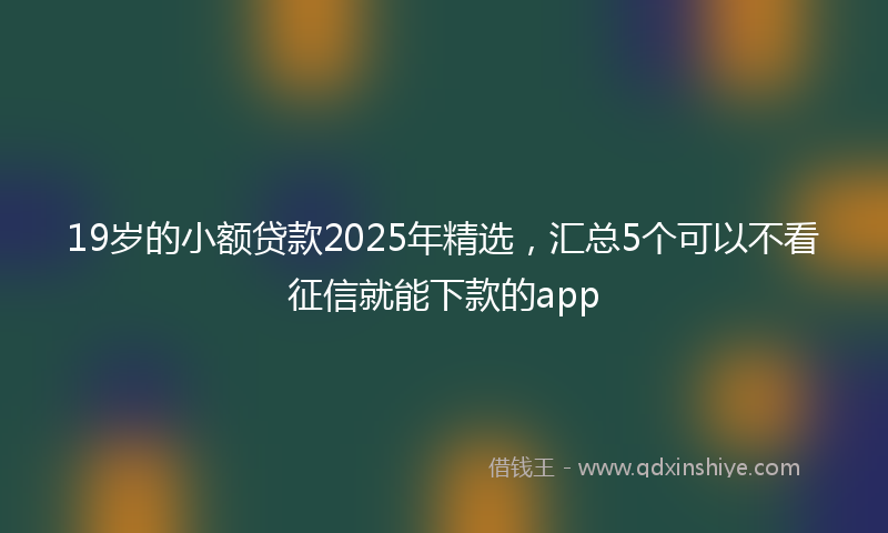 19岁的小额贷款2025年精选，汇总5个可以不看征信就能下款的app