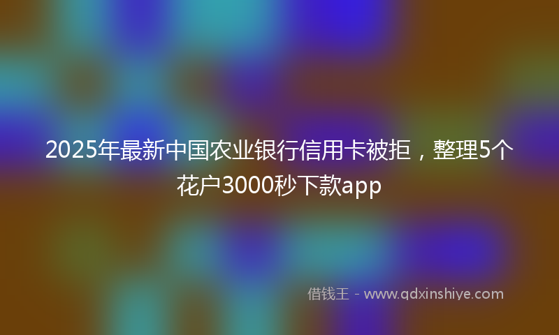 2025年最新中国农业银行信用卡被拒，整理5个花户3000秒下款app