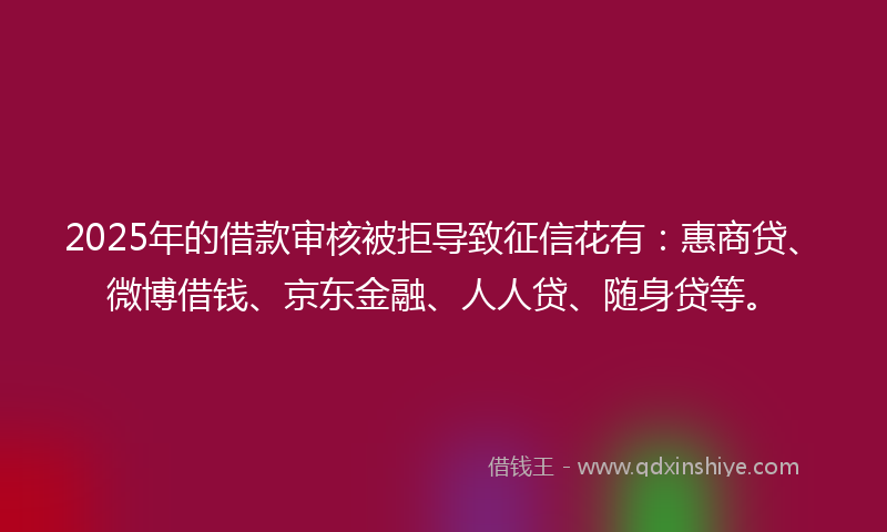 2025年的借款审核被拒导致征信花有：惠商贷、微博借钱、京东金融、人人贷、随身贷等。