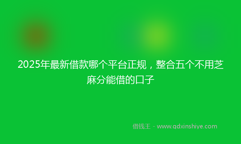 2025年最新借款哪个平台正规，整合五个不用芝麻分能借的口子
