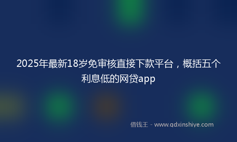 2025年最新18岁免审核直接下款平台，概括五个利息低的网贷app