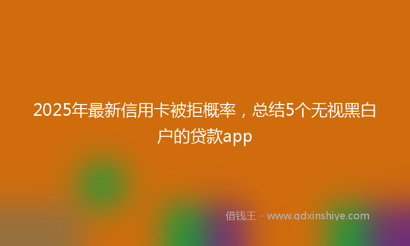 2025年最新信用卡被拒概率，总结5个无视黑白户的贷款app