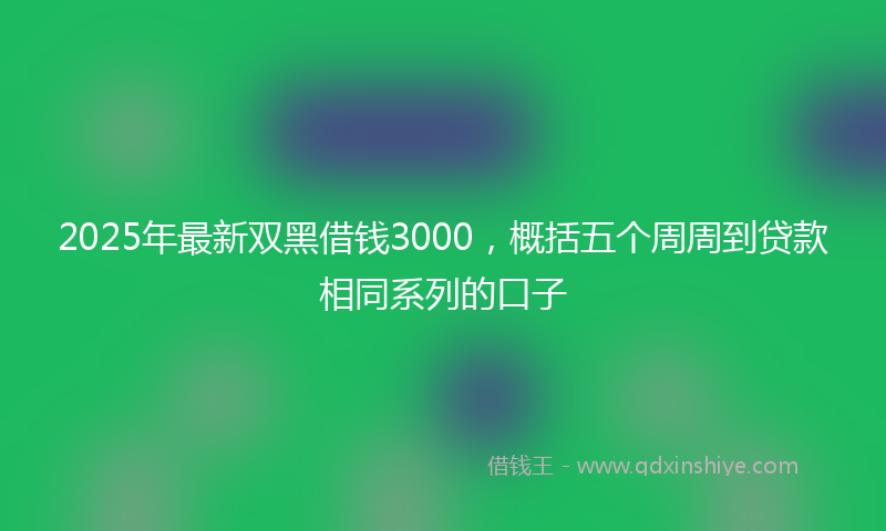 2025年最新双黑借钱3000，概括五个周周到贷款相同系列的口子