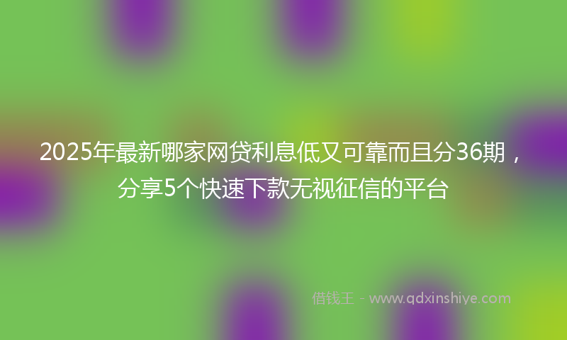 2025年最新哪家网贷利息低又可靠而且分36期，分享5个快速下款无视征信的平台