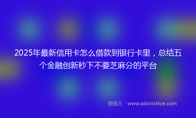 2025年最新信用卡怎么借款到银行卡里，总结五个金融创新秒下不要芝麻分的平台