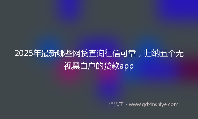 2025年最新哪些网贷查询征信可靠，归纳五个无视黑白户的贷款app