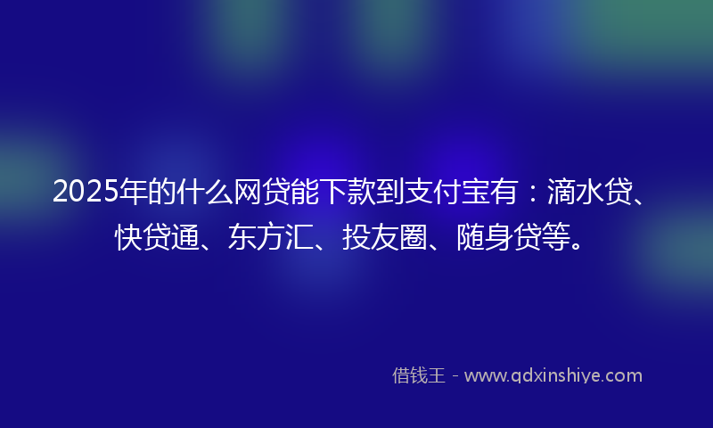 2025年的什么网贷能下款到支付宝有：滴水贷、快贷通、东方汇、投友圈、随身贷等。