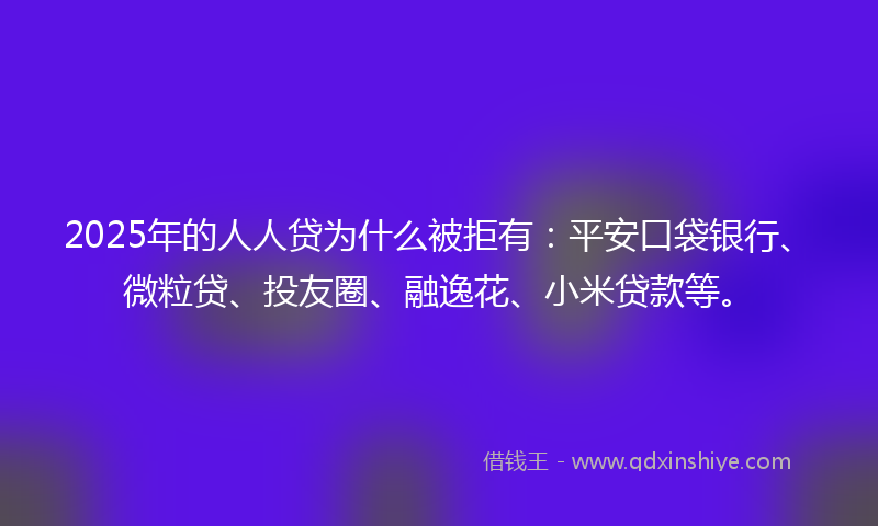 2025年的人人贷为什么被拒有：平安口袋银行、微粒贷、投友圈、融逸花、小米贷款等。