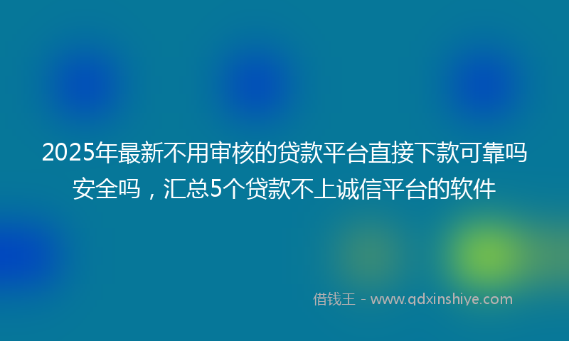 2025年最新不用审核的贷款平台直接下款可靠吗安全吗，汇总5个贷款不上诚信平台的软件