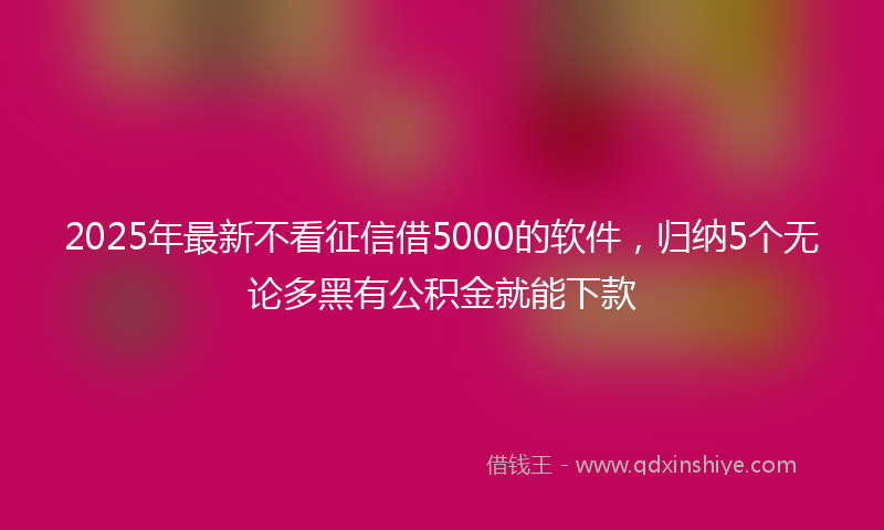 2025年最新不看征信借5000的软件，归纳5个无论多黑有公积金就能下款