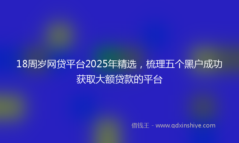 18周岁网贷平台2025年精选，梳理五个黑户成功获取大额贷款的平台