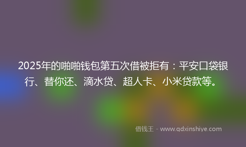 2025年的啪啪钱包第五次借被拒有：平安口袋银行、替你还、滴水贷、超人卡、小米贷款等。