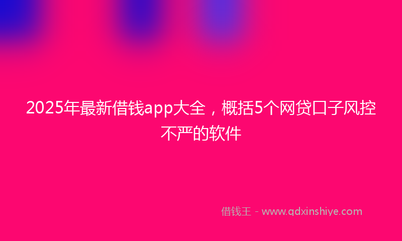 2025年最新借钱app大全，概括5个网贷口子风控不严的软件
