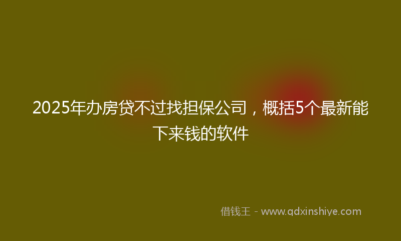 2025年办房贷不过找担保公司，概括5个最新能下来钱的软件