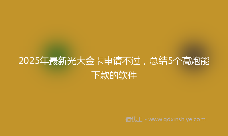 2025年最新光大金卡申请不过，总结5个高炮能下款的软件