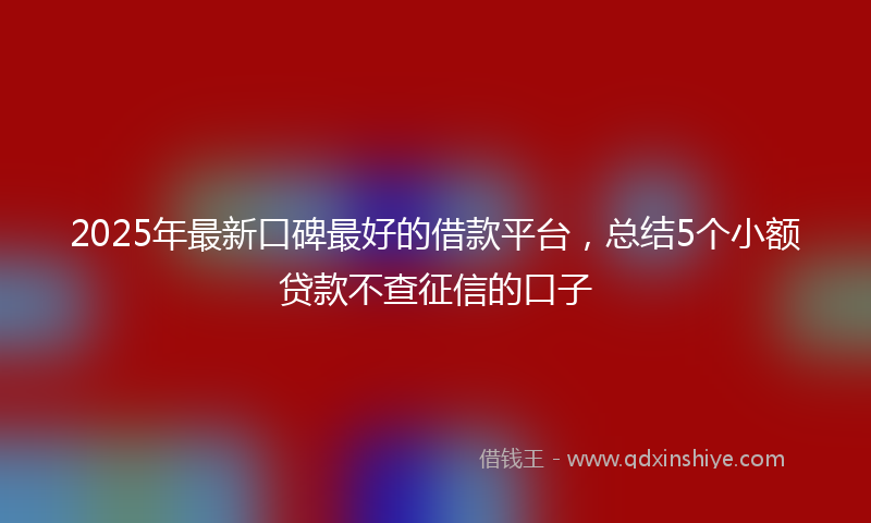 2025年最新口碑最好的借款平台，总结5个小额贷款不查征信的口子