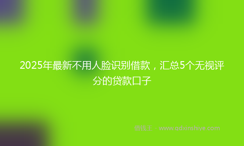 2025年最新不用人脸识别借款，汇总5个无视评分的贷款口子