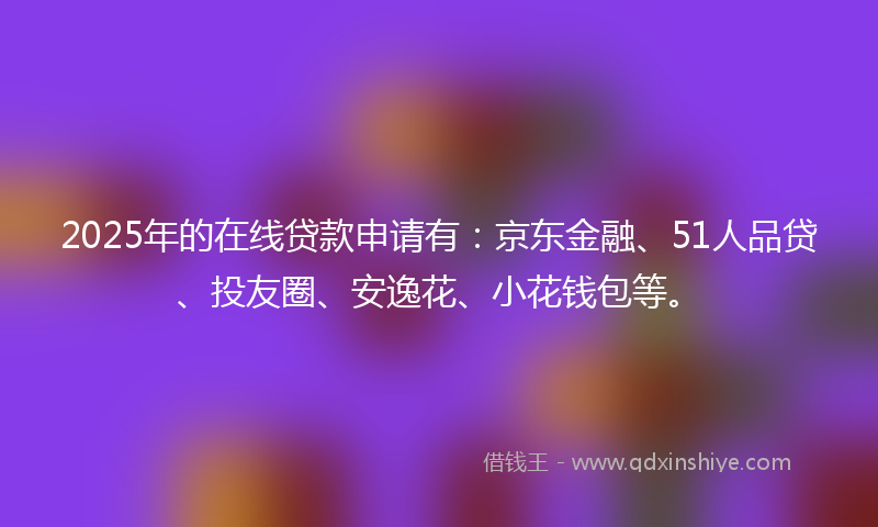 2025年的在线贷款申请有：京东金融、51人品贷、投友圈、安逸花、小花钱包等。