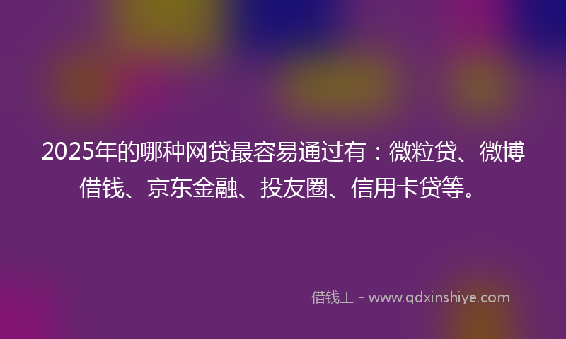 2025年的哪种网贷最容易通过有：微粒贷、微博借钱、京东金融、投友圈、信用卡贷等。