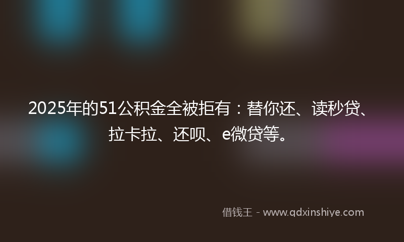 2025年的51公积金全被拒有：替你还、读秒贷、拉卡拉、还呗、e微贷等。