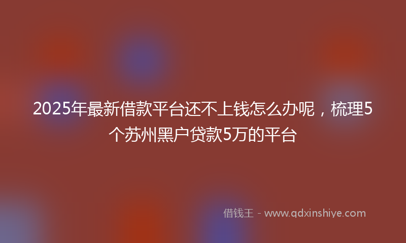 2025年最新借款平台还不上钱怎么办呢，梳理5个苏州黑户贷款5万的平台