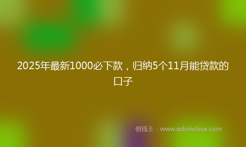 2025年最新1000必下款，归纳5个11月能贷款的口子