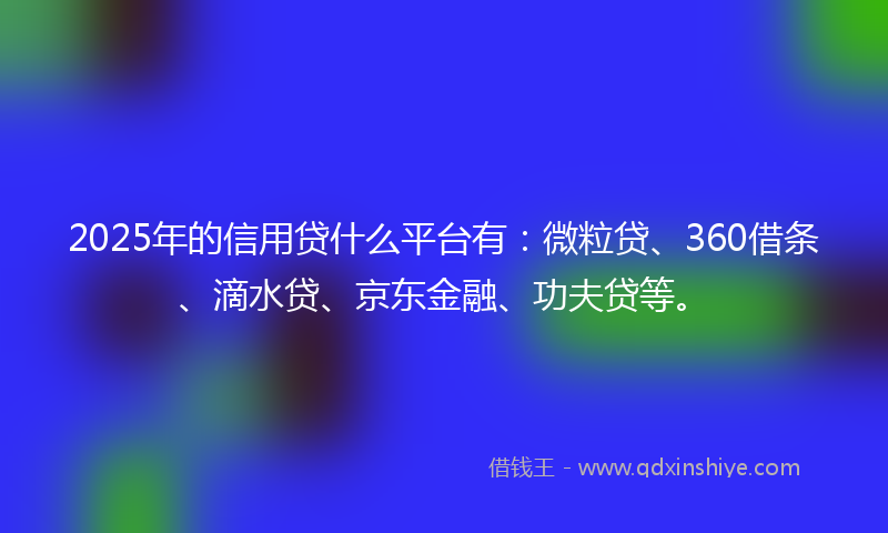 2025年的信用贷什么平台有：微粒贷、360借条、滴水贷、京东金融、功夫贷等。
