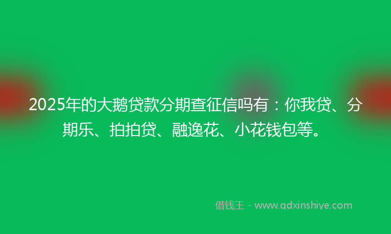 2025年的大鹅贷款分期查征信吗有：你我贷、分期乐、拍拍贷、融逸花、小花钱包等。