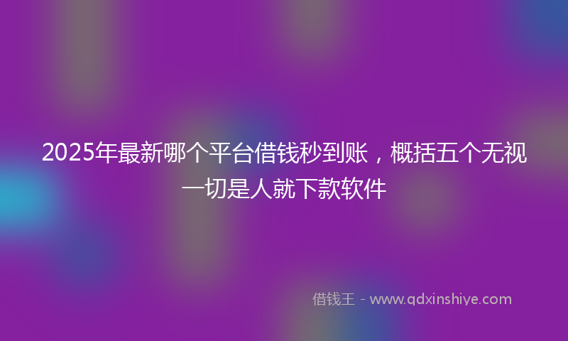 2025年最新哪个平台借钱秒到账，概括五个无视一切是人就下款软件