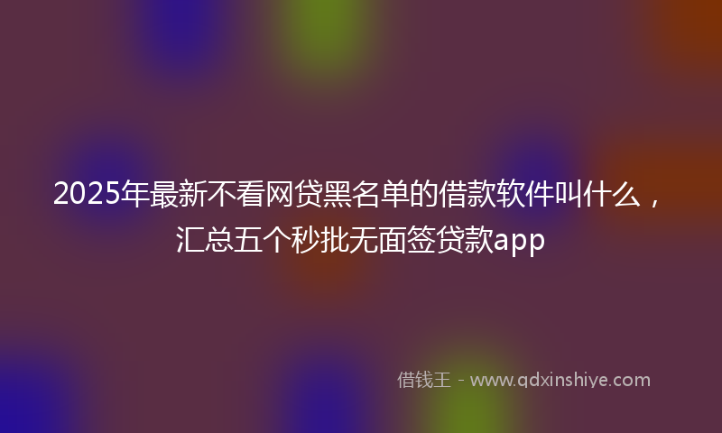 2025年最新不看网贷黑名单的借款软件叫什么，汇总五个秒批无面签贷款app