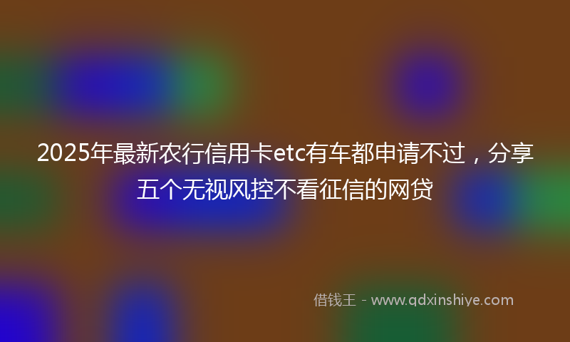 2025年最新农行信用卡etc有车都申请不过，分享五个无视风控不看征信的网贷