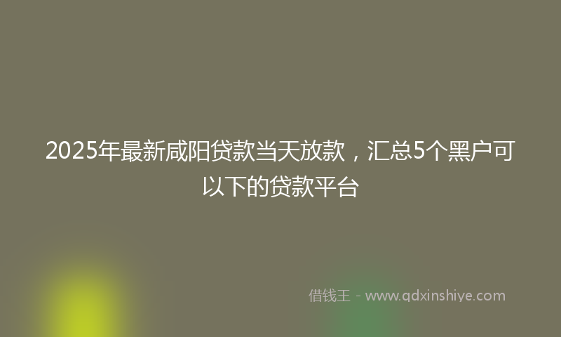 2025年最新咸阳贷款当天放款，汇总5个黑户可以下的贷款平台