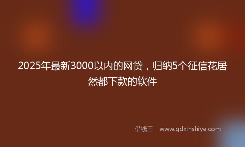 2025年最新3000以内的网贷，归纳5个征信花居然都下款的软件