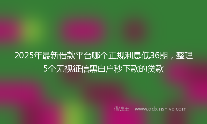2025年最新借款平台哪个正规利息低36期，整理5个无视征信黑白户秒下款的贷款