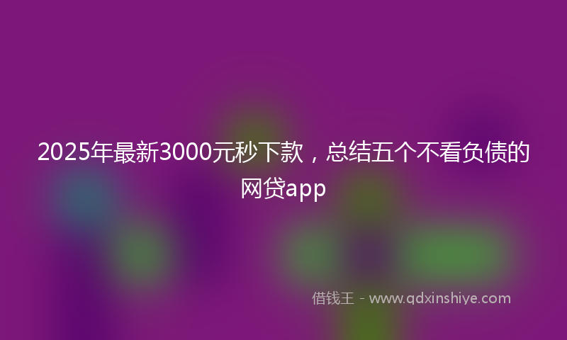 2025年最新3000元秒下款，总结五个不看负债的网贷app