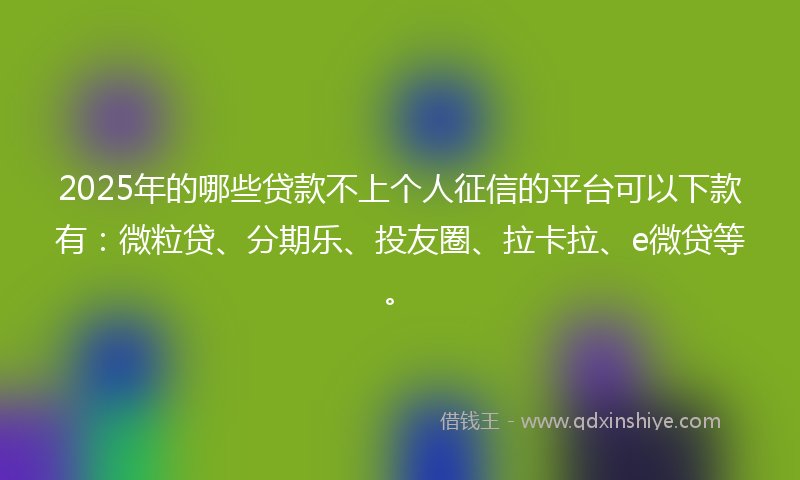 2025年的哪些贷款不上个人征信的平台可以下款有：微粒贷、分期乐、投友圈、拉卡拉、e微贷等。