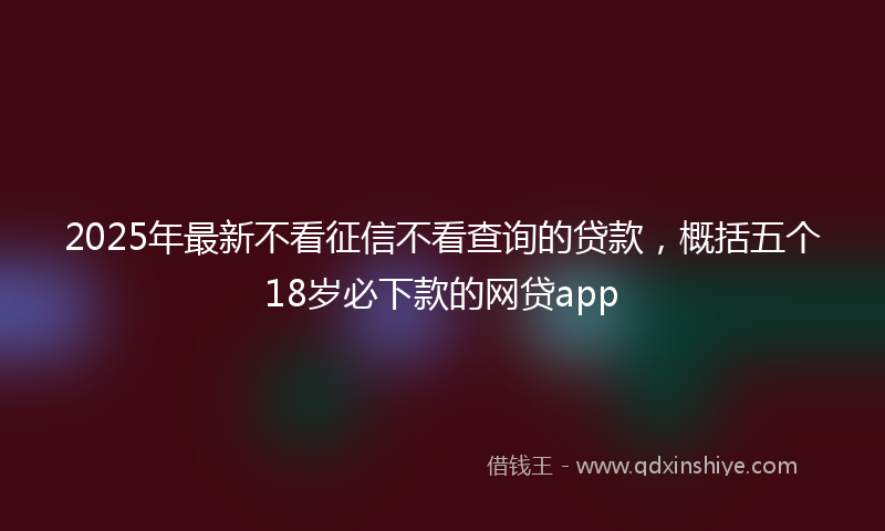 2025年最新不看征信不看查询的贷款，概括五个18岁必下款的网贷app