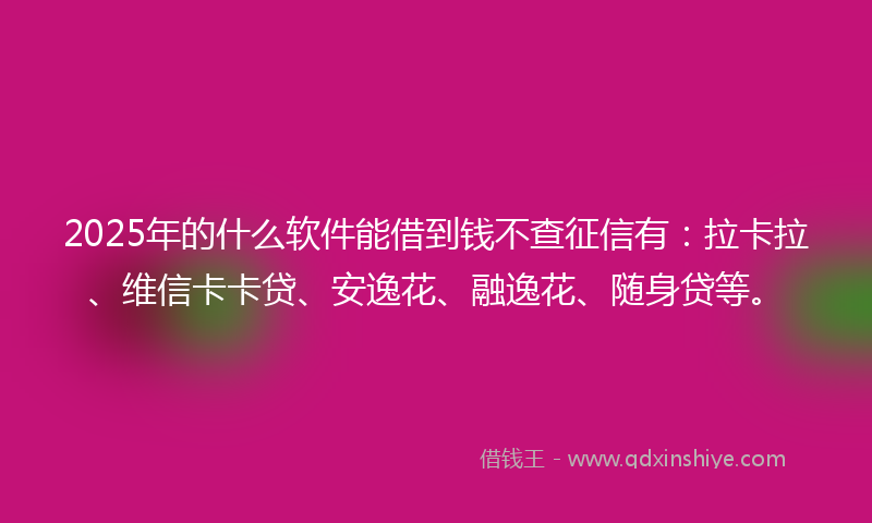 2025年的什么软件能借到钱不查征信有：拉卡拉、维信卡卡贷、安逸花、融逸花、随身贷等。