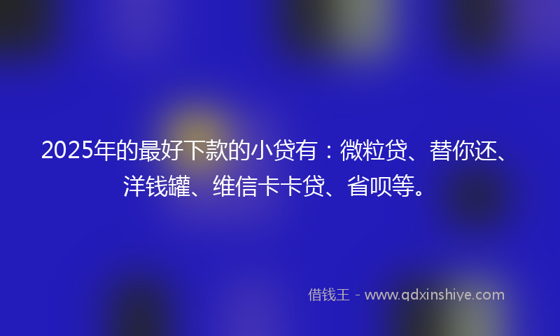 2025年的最好下款的小贷有：微粒贷、替你还、洋钱罐、维信卡卡贷、省呗等。
