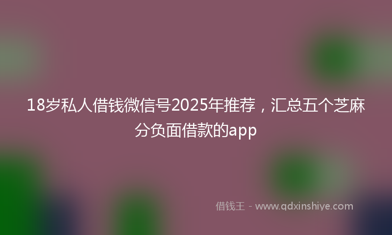 18岁私人借钱微信号2025年推荐，汇总五个芝麻分负面借款的app