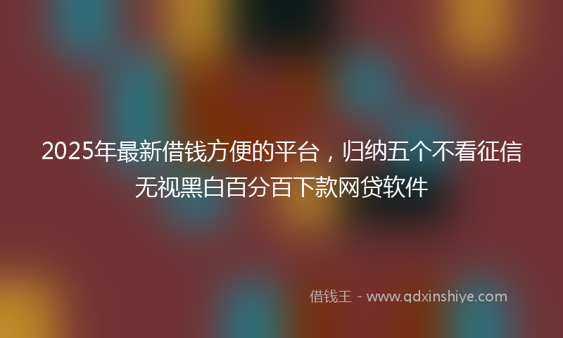 2025年最新借钱方便的平台，归纳五个不看征信无视黑白百分百下款网贷软件