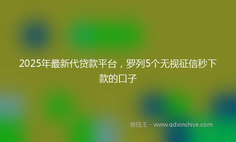 2025年最新代贷款平台，罗列5个无视征信秒下款的口子